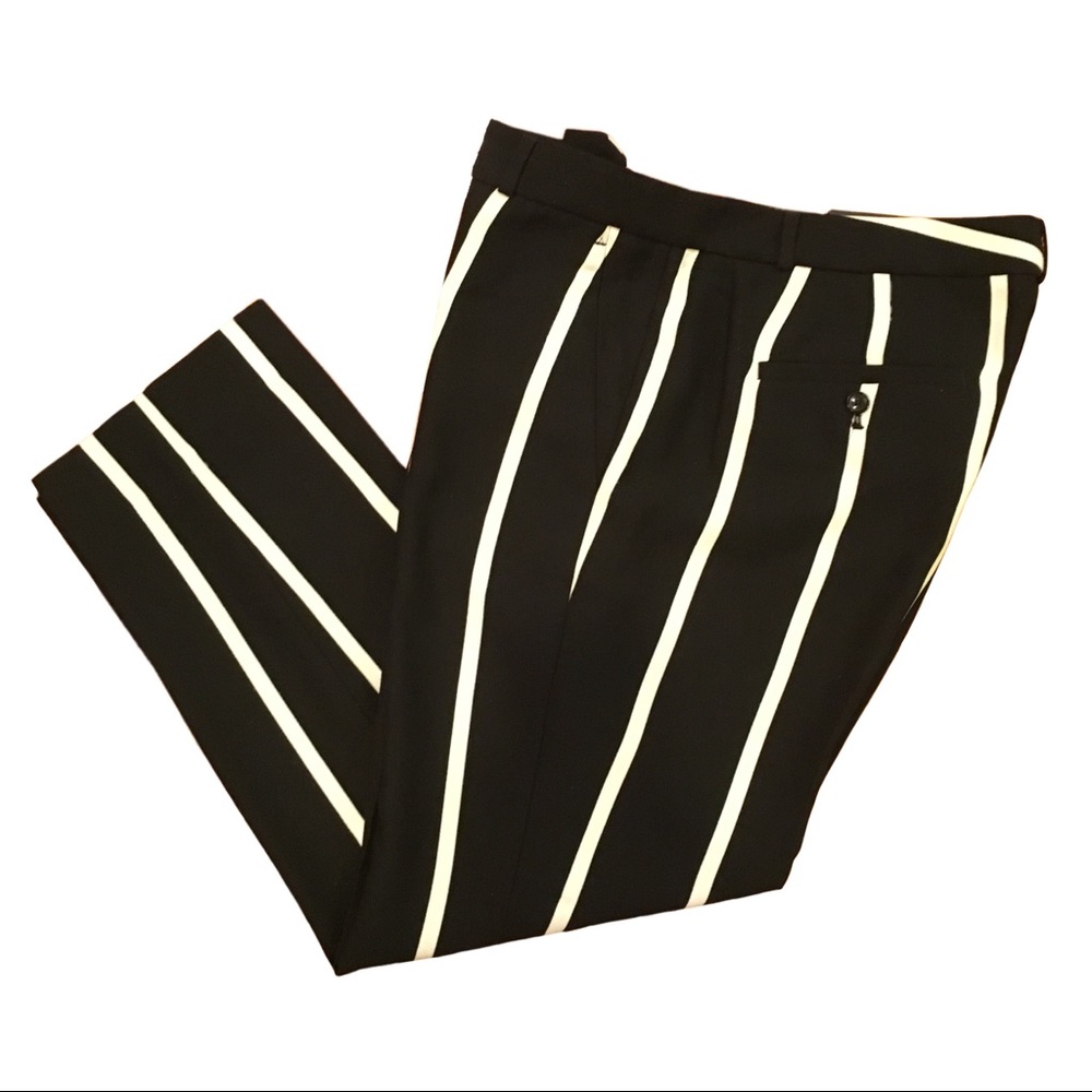 Banana Republic Black Avery Striped Ankle Pants 12